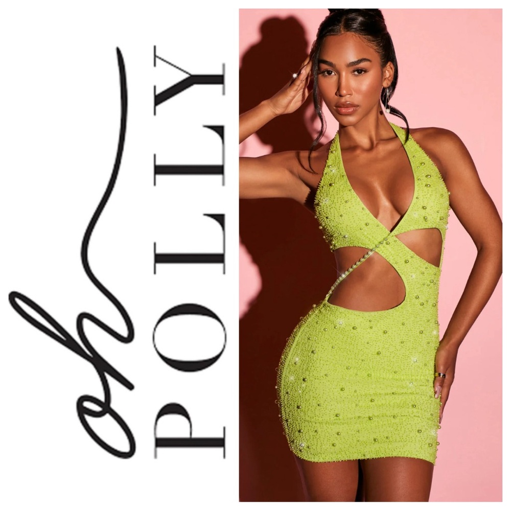 Oh Polly Lime Green Cut-Out Dress